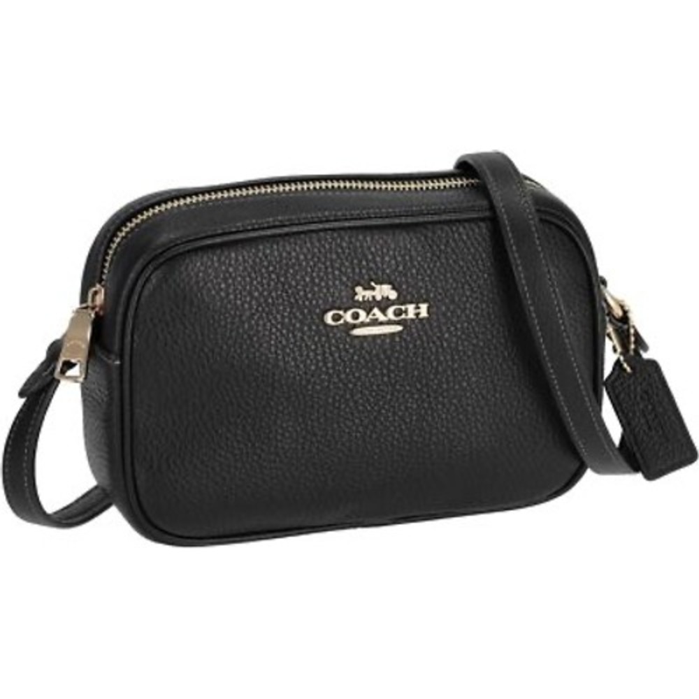 Coach Jamie Camera Bag Black Pebbled Leather Crossbody CQ875 Gold Hardware